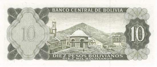 10 Bolivianos 1962 p.154a-16